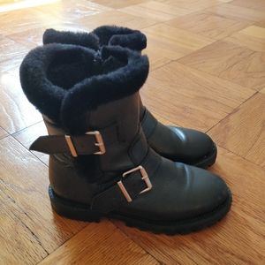 Cute faux-fur lined edgy biker boots